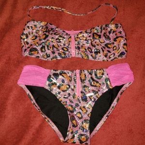Leopard and pink bikini new without tags!